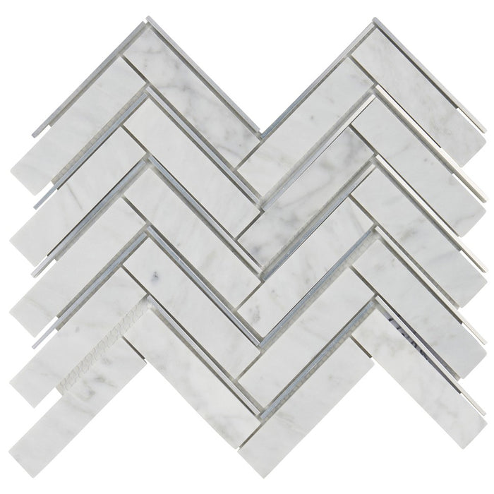 TDH560 White Carrara Silver Metal Trim Mosaic Tile