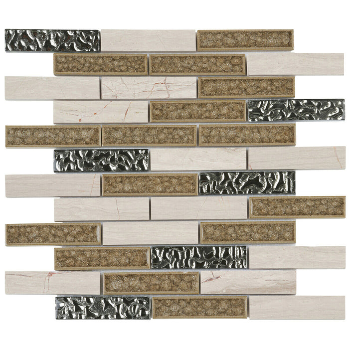 TDH160MO Natural Stone Glass Beige Mosaic Tile