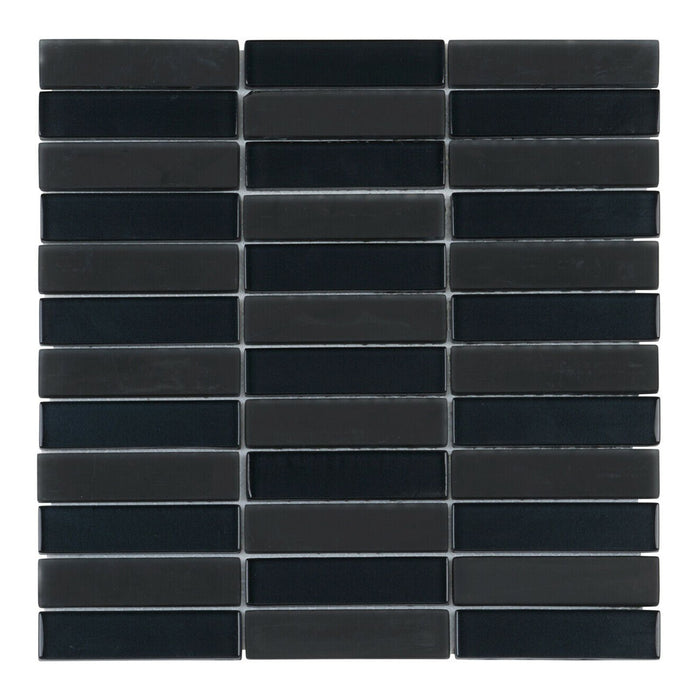 TDH119MO Black Crystal Glass Blended with Frosted Glass Mosaic Tile