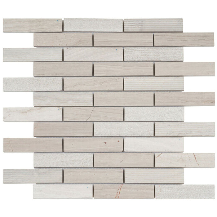 TDH55MO White Oak Marble Blended with Textured Stone Mosaic Tile