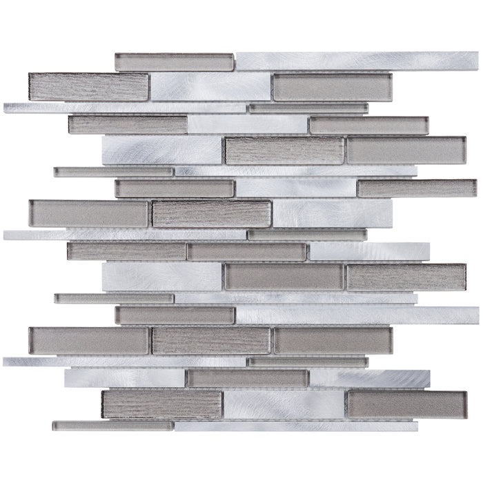 TDH430AL Aluminum Crystal Glass Taupe Gray Silver Metallic Metal Mosaic Tile
