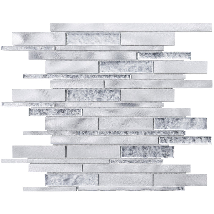 TDH455AL Aluminum Crystal Glass White Silver Metallic Metal Mosaic Tile