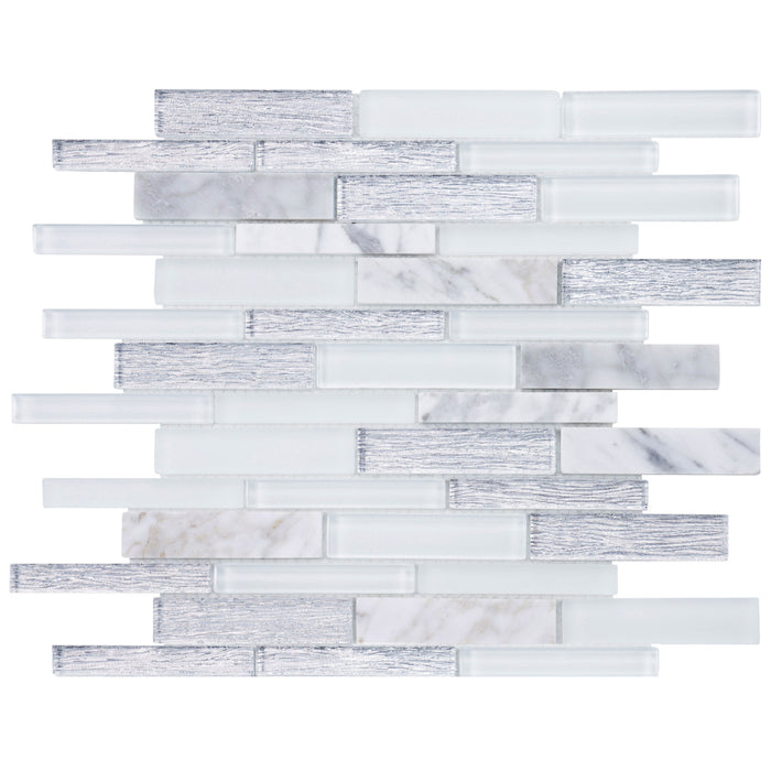 TDH470NS Natural Stone Glass Carrara White Mosaic Tile