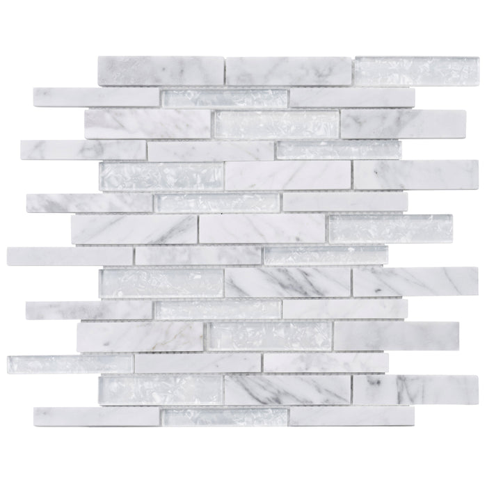 TDH471NS Natural Stone Glass Carrara White Mosaic Tile