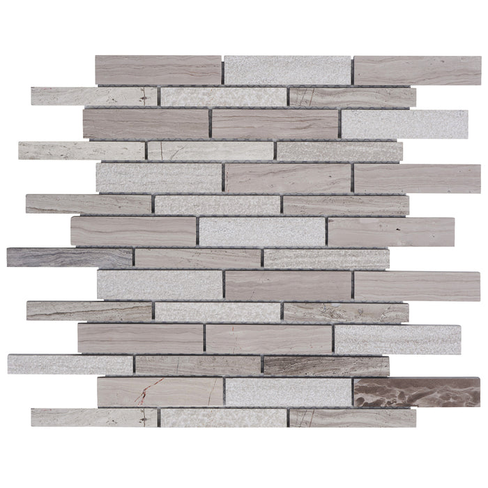TDH481NS Natural Stone White Oak Marble Taupe Gray Mosaic Tile