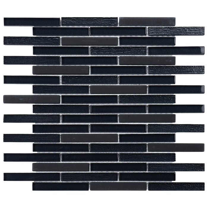 TDH320MG Matte Crystal Glass Black Mosaic Tile