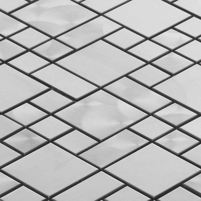 TDH22MDR Stainless Steel Square Pattern Jeweling Metallic Brushed Nickel Mosaic Tile