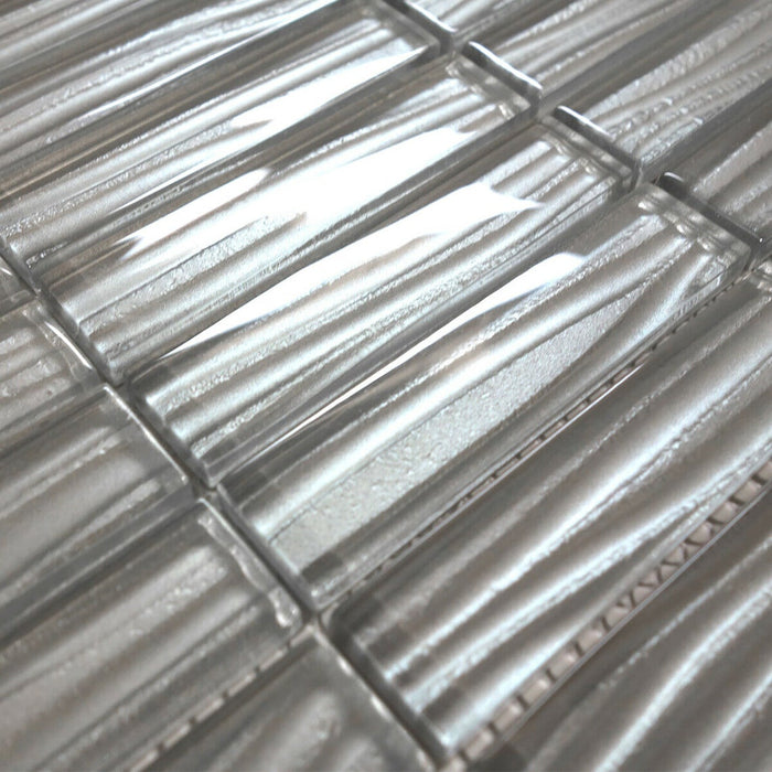 TDH232MO Metallic Glass Gray Mosaic Tile