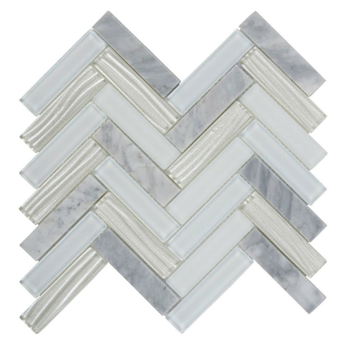 TDH99MO Natural Stone Glass Carrara White Marble Mosaic Tile