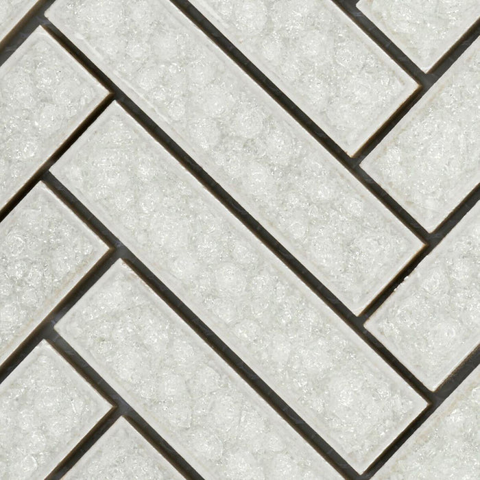 TDH186MO Crackle Glass White Mosaic Tile