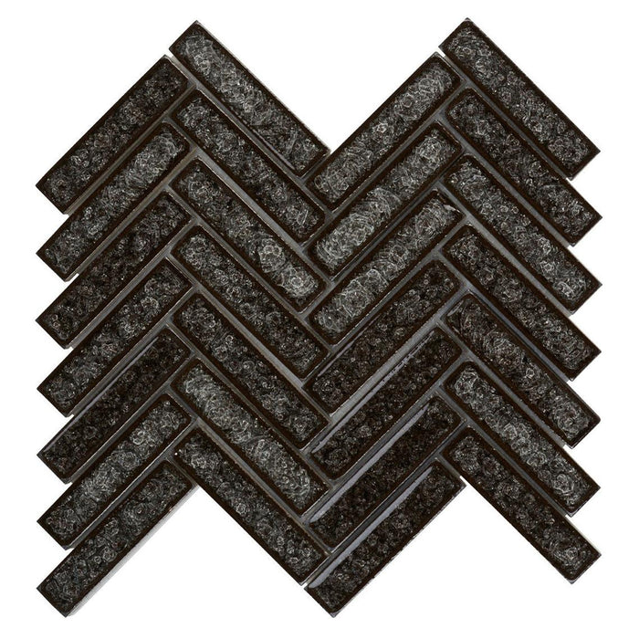 TDH187MO Crackle Glass Black Mosaic Tile