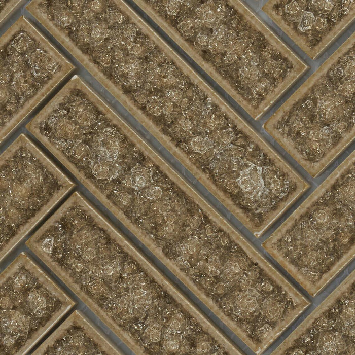 TDH188MO Crackle Glass Beige Mosaic Tile