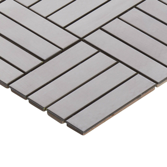 TDH271SS Stainless Steel Brushed Nickel Gray Metallic Metal Mosaic Tile