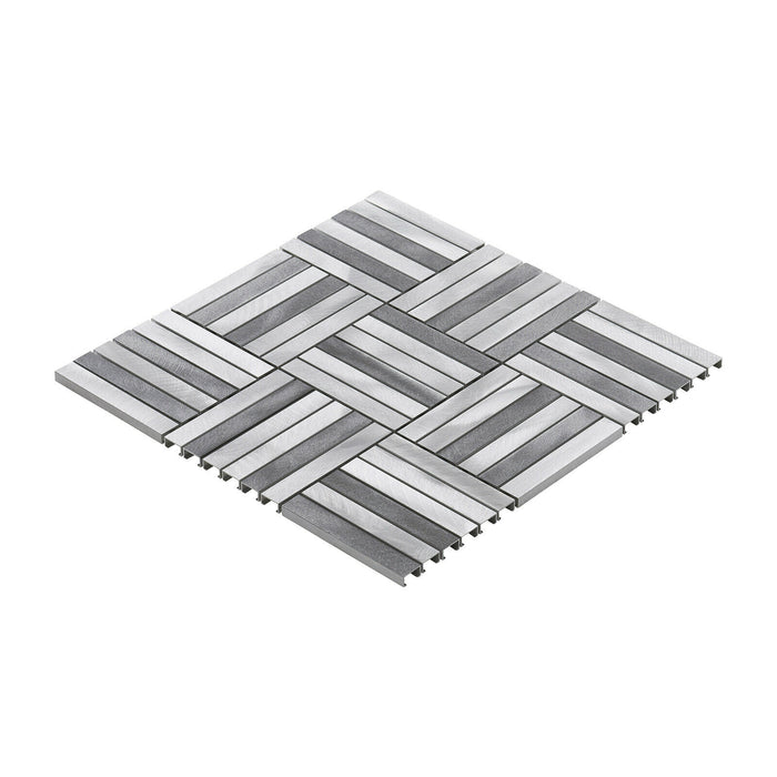 TDH368AL Aluminum Metal Silver Gray Metallic Mosaic Tile