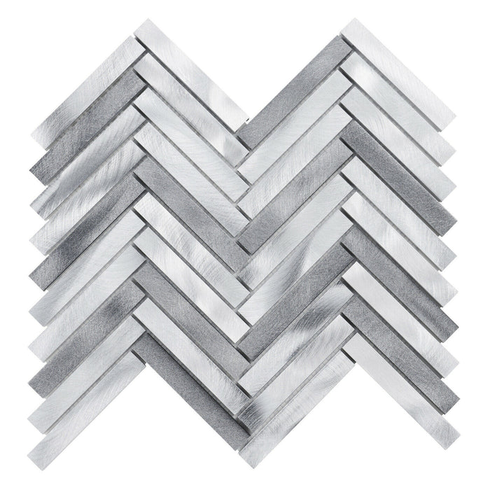 TDH397AL Aluminum Metal Silver Gray Metallic Mosaic Tile