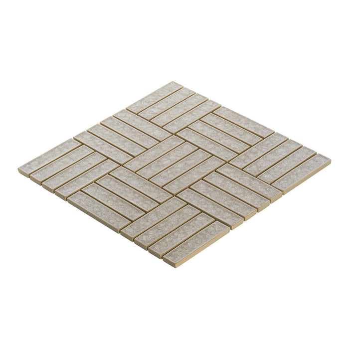 TDH275CG Crackle Glass Tan Beige Cream Mosaic Tile