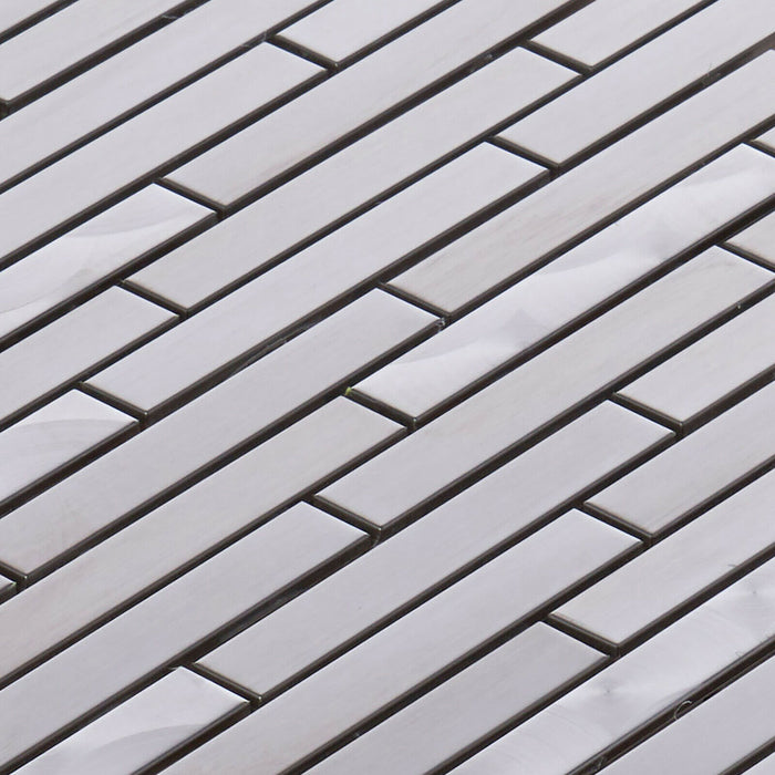 TDH344SS Stainless Steel Brushed Nickel Swirling Gray Metallic Metal Mosaic Tile