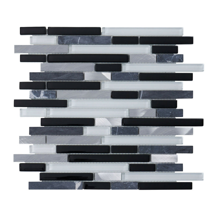 TDH3MDR Black Gray Aluminum Glass Stone Mosaic Tile
