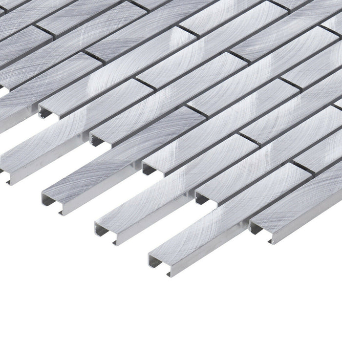 TDH50MDR Silver Aluminum Metallic Interlocking Mosaic Tile