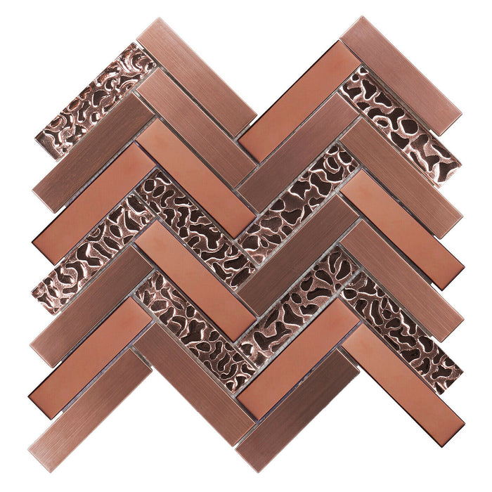 TDH523RG Stainless Steel Glass Rose Gold Copper Mosaic Tile