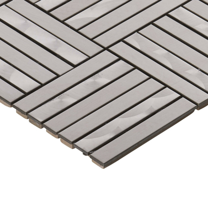 TDH366SS Stainless Steel Brushed Nickel Swirling Gray Metallic Metal Mosaic Tile