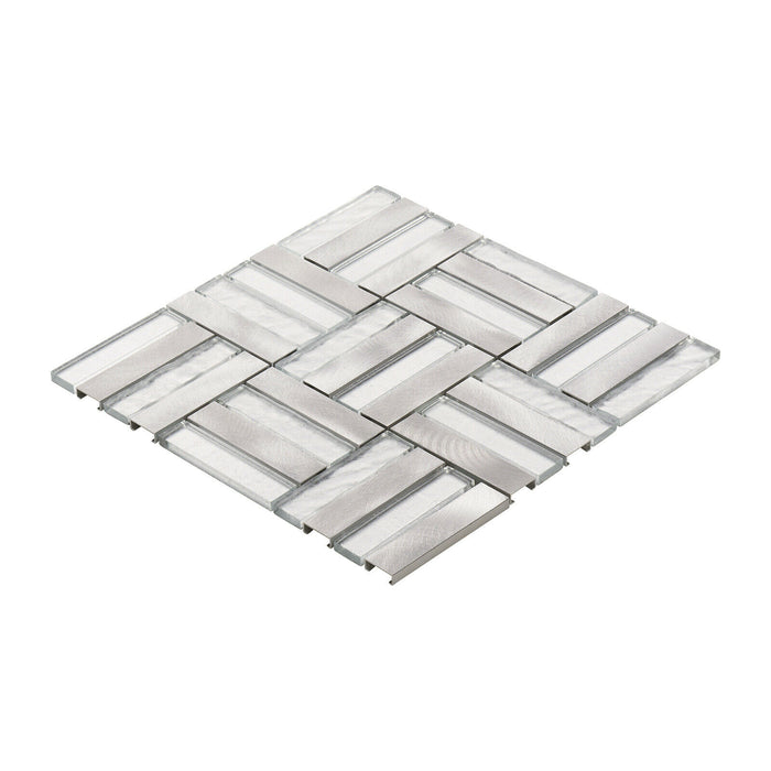 TDH272AL Aluminum Glass Metal Silver Metallic Mosaic Tile