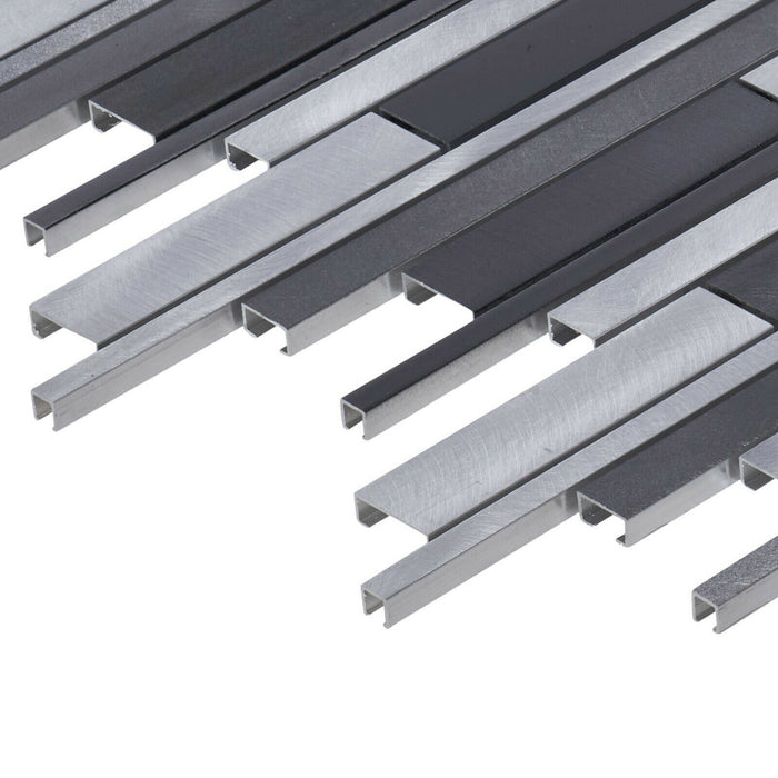 TDH51MDR Gray Aluminum Metallic Linear Interlocking Mosaic Tile