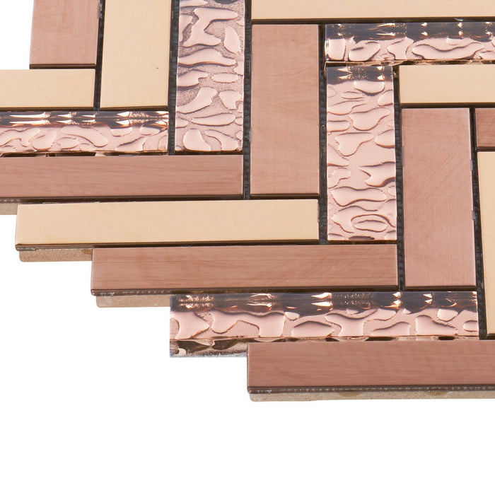 TDH523RG Stainless Steel Glass Rose Gold Copper Mosaic Tile
