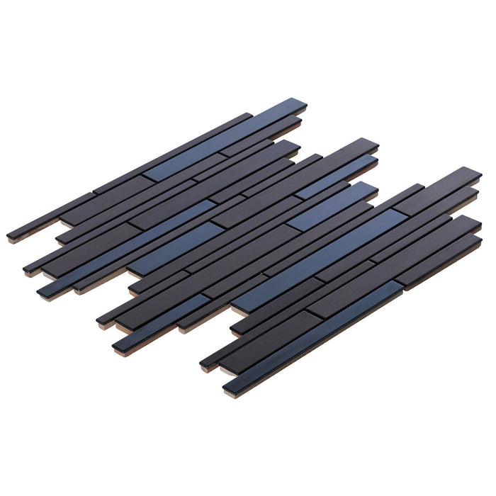 TDH25MDR Metal Metallic Black Industrial Linear Interlocking Mosaic Tile