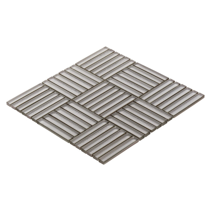 TDH373MG Metallic Glass Taupe Gray Mosaic Tile