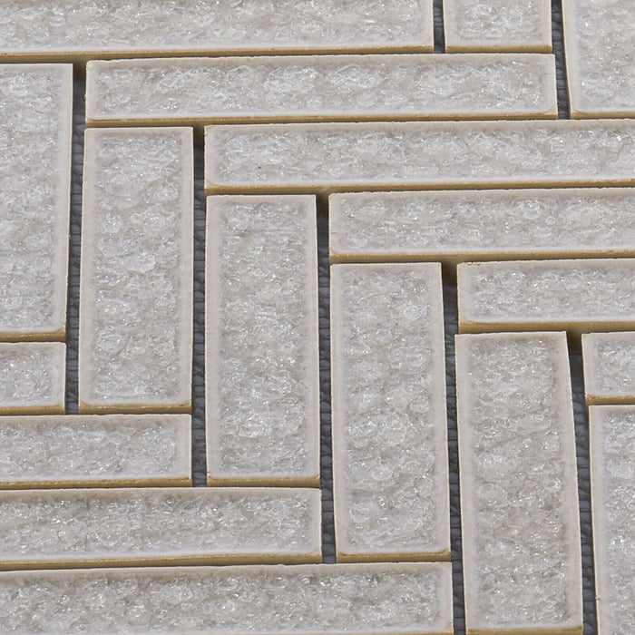 TDH280CG Crackle Glass Beige Cream Mosaic Tile