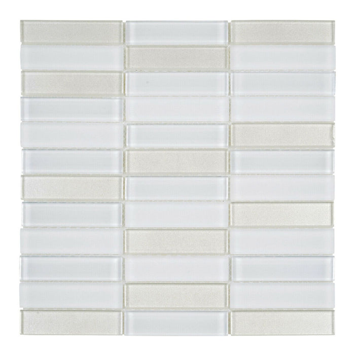 TDH197MO White Crystal Glass Blended with Frosted Glass Mosaic Tile