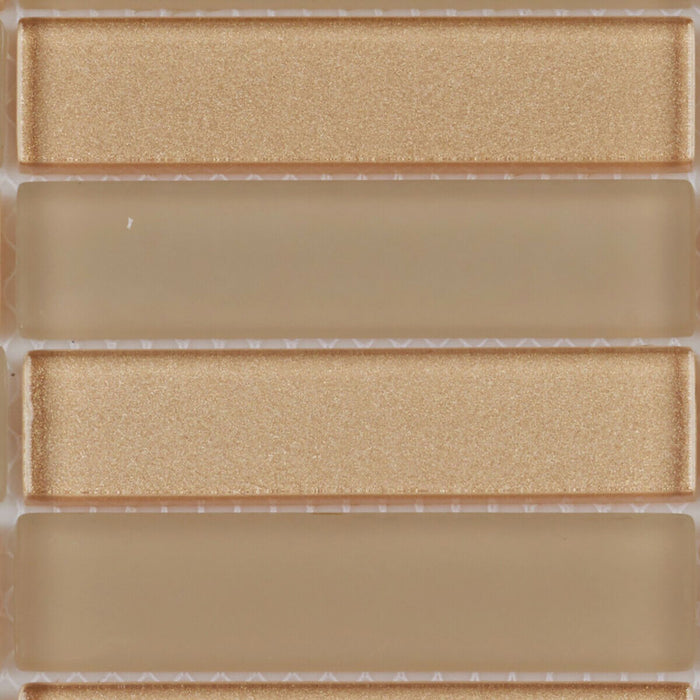 TDH120MO Beige Crystal Glass Blended with Frosted Glass Mosaic Tile