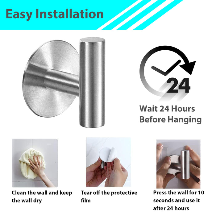 304 Stainless Steel Heavy Duty Self Adhesive Wall Mounted Hook