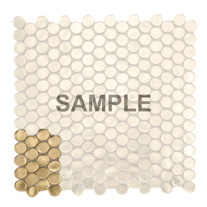 Sample - TDH14MDR Moonlit Gold Penny Round Glass Mosaic Tile