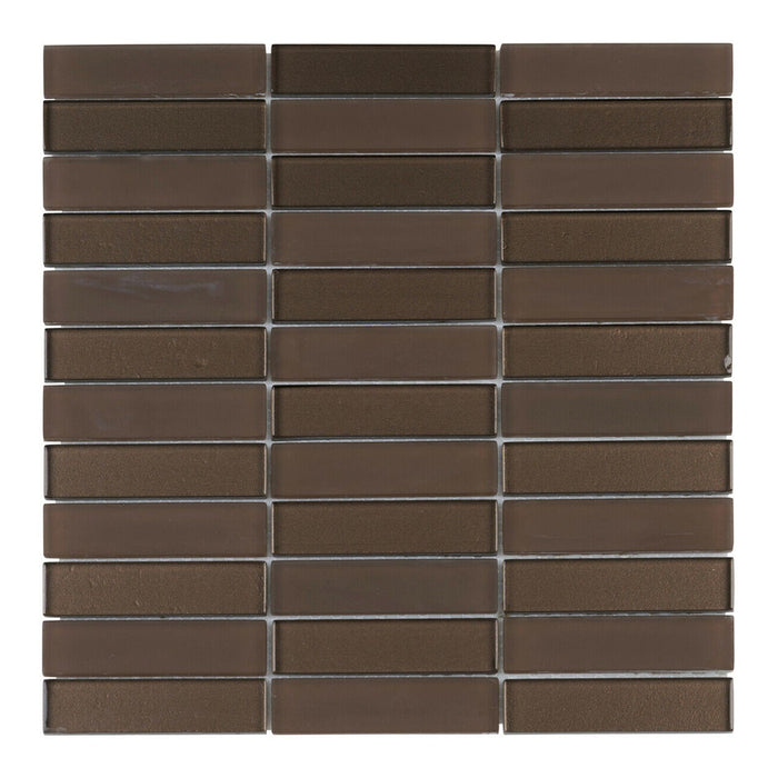 TDH121MO Brown Crystal Glass Blended with Frosted Glass Mosaic Tile