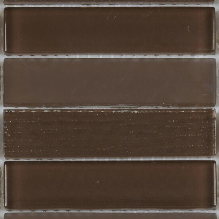 Sample - TDH193MO Brown Clear Glass Blended with Frosted and Textured Glass Mosaic Tile