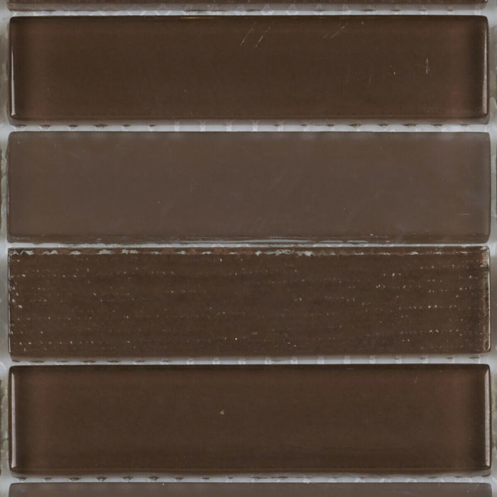 TDH193MO Brown Clear Glass Blended with Frosted and Textured Glass Mosaic Tile