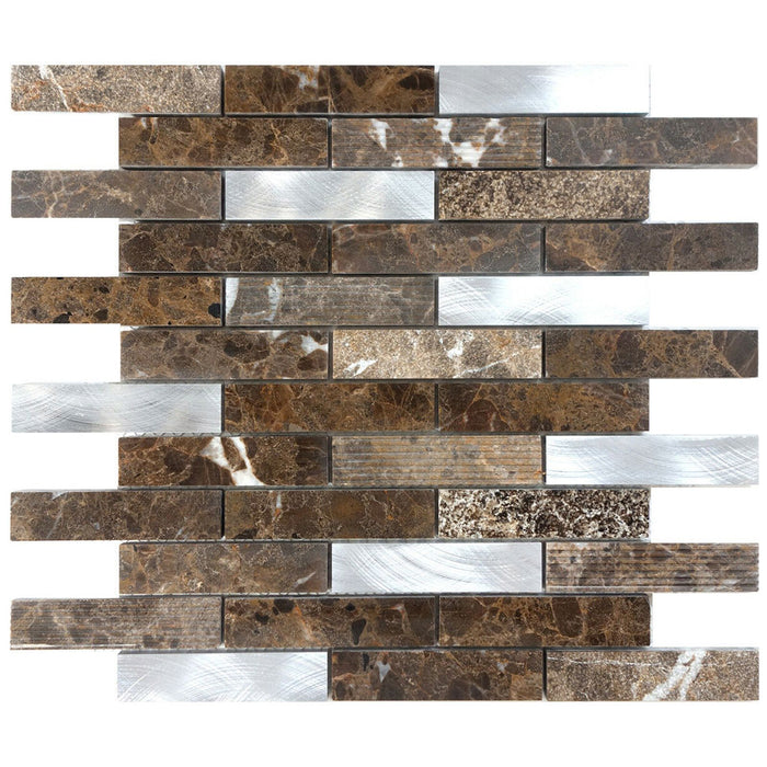TDH210MO Brown Marble Stone Blended with Aluminum and Texture Stone Mosaic Tile