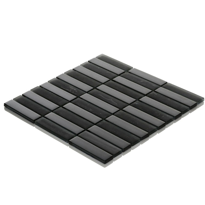 Sample - TDH119MO Black Crystal Glass Blended with Frosted Glass Mosaic Tile