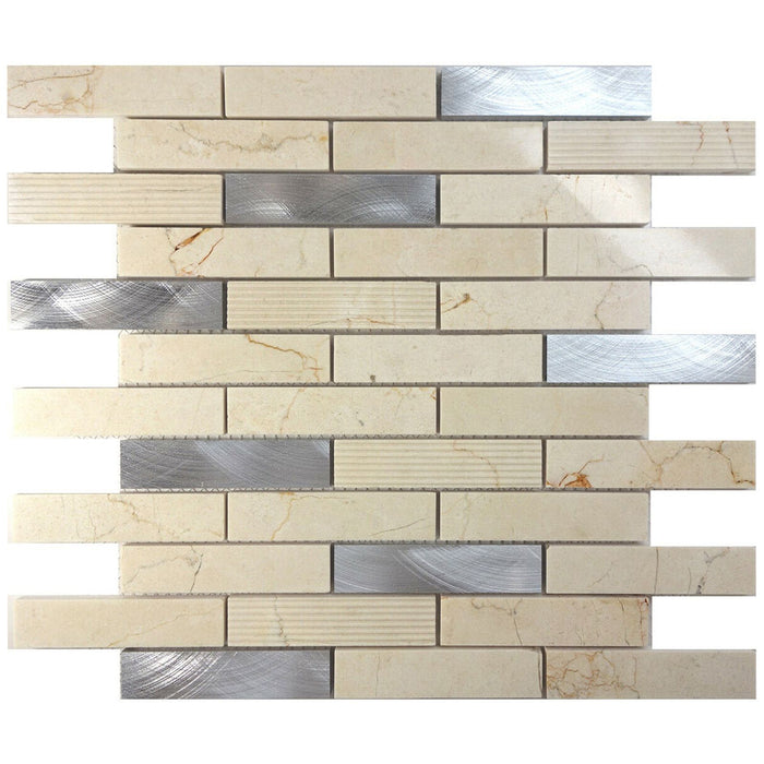 TDH206MO Beige Marble Stone Blended with Aluminum and Texture Stone Mosaic Tile