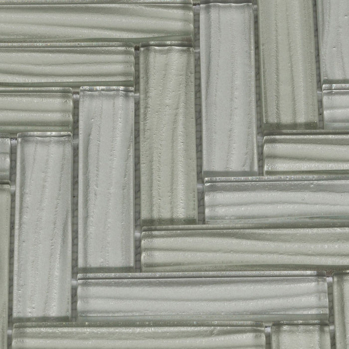 TDH235MO Gray Wave Glass Blended with Frosted Glass and Aluminm Mosaic Tile
