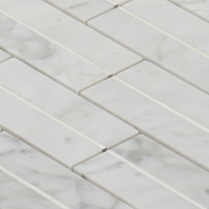 TDH576 White Carrara Silver Metal Trim Mosaic Tile