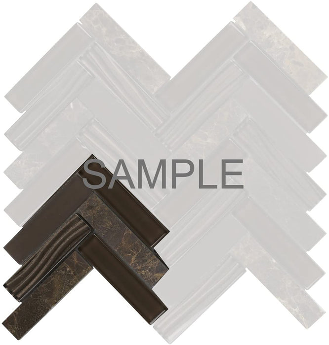 Sample - TDH101MO Natural Stone Glass Emperador Brown Mosaic Tile