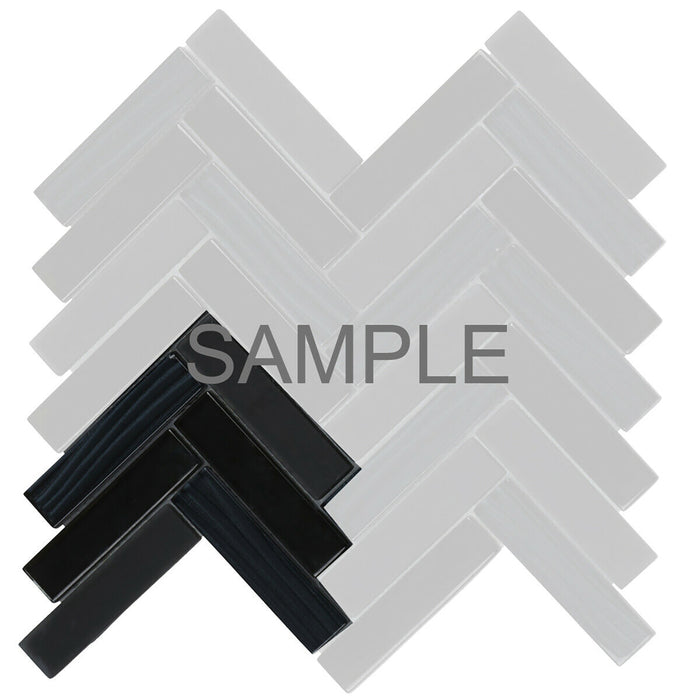 Sample - TDH104MO Glass Black Mosaic Tile