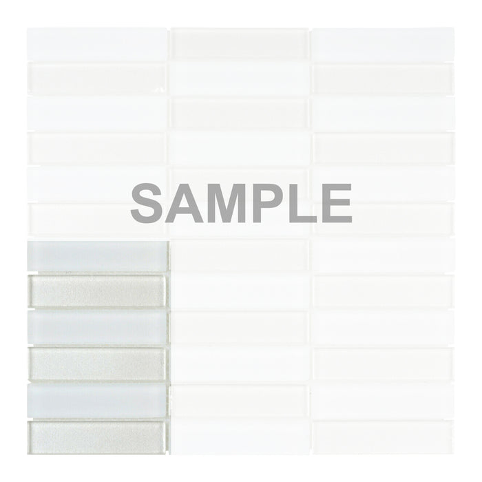 Sample - TDH112MO White Crystal Glass Mosaic Tile
