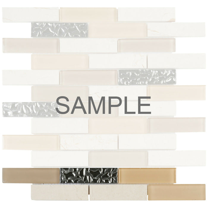 Sample - TDH117MO Natural Stone Crema Marfil Marble Glass Beige Mosaic Tile