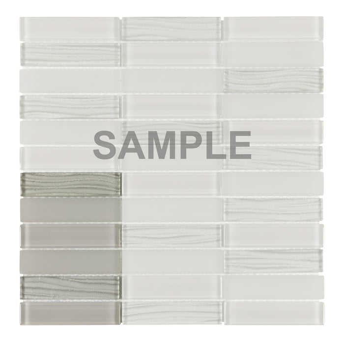 Sample - TDH118MO Gray Clear Glass Blended with Wavy and Froested Glass Mosaic Tile