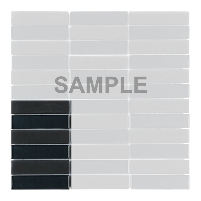 Sample - TDH119MO Black Crystal Glass Blended with Frosted Glass Mosaic Tile