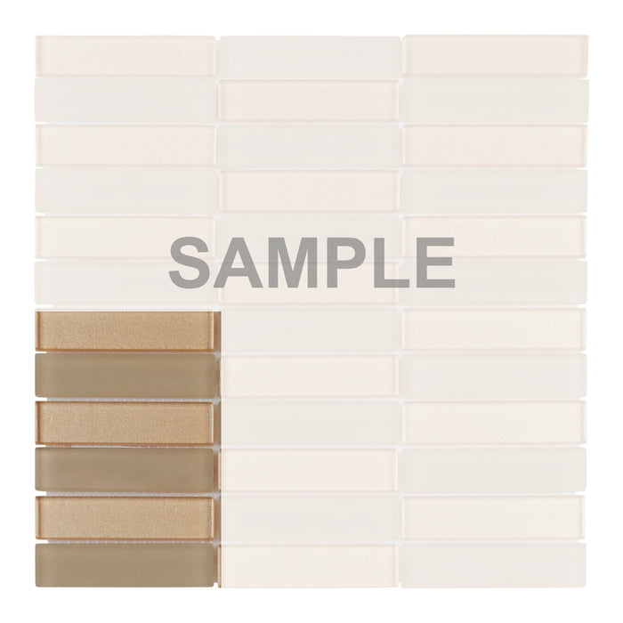 Sample - TDH120MO Beige Crystal Glass Blended with Frosted Glass Mosaic Tile